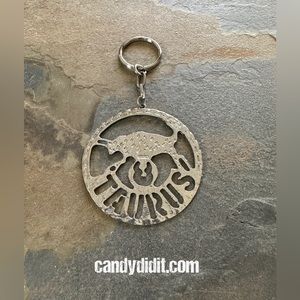 New Handmade Rustic Look Taurus Zodiac Keychain